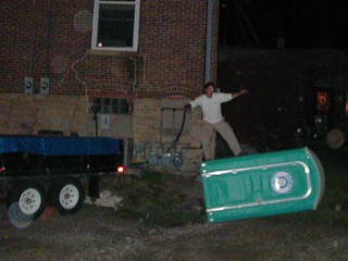 Tom surfing the outhouse