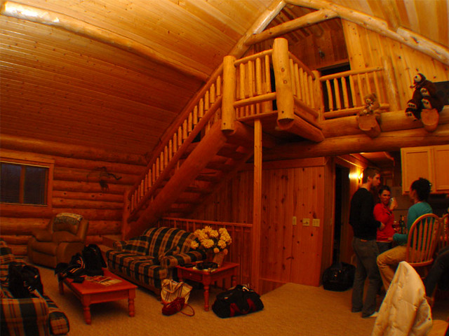 Just inside the cabin