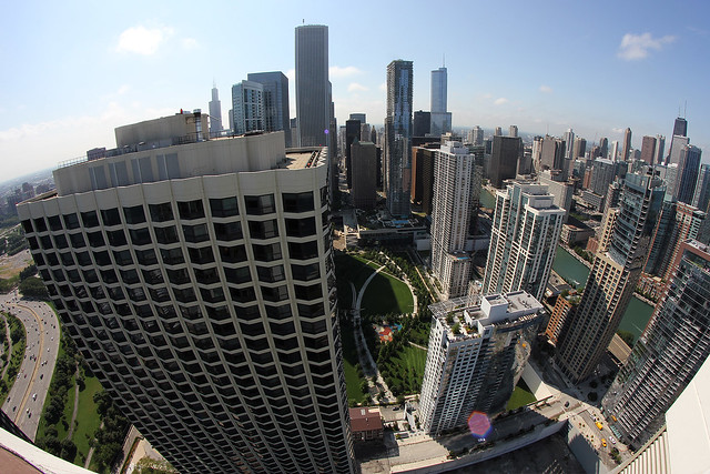 Downtown Chicago from a 57th floor roof deck