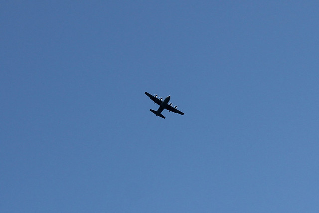 Some giant bomber flying over