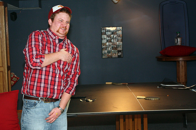 You can see the yellow dart in fron tof his hand