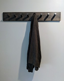 2737 - Germ's cardigan from last year awaits on the shitty new coat rack.