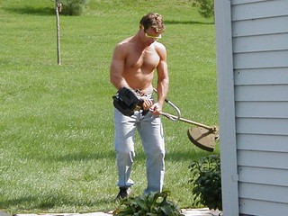 My dad doesn't do ANYTHING physical with his shirt on.