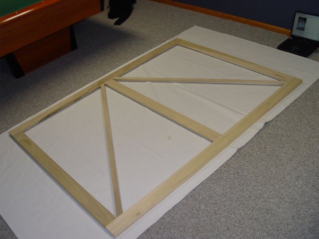 The frame laid down on the screen material