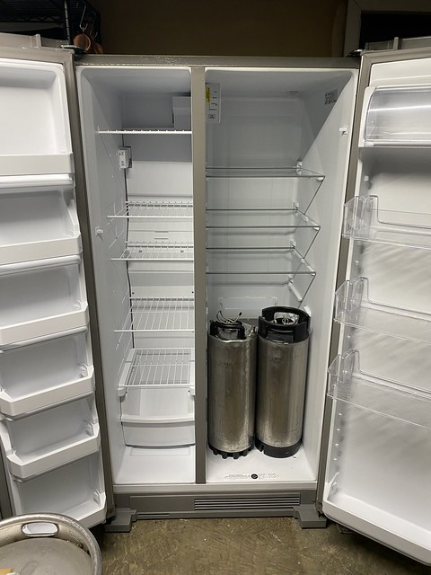 Removed the bottom drawers to test fit some kegs. The width was perfect for a couple kegs of home...