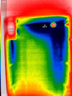 Cool air blowing from the freezer to the fridge