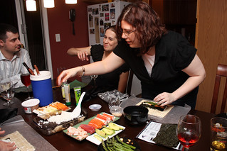 Sushi - Nicole makin an asparagus roll