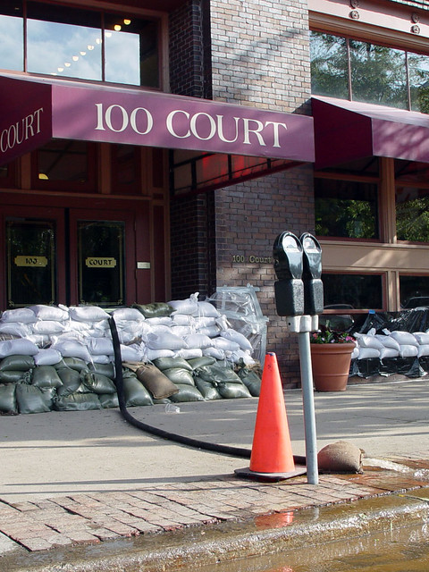 Pumping out water at 100 Court