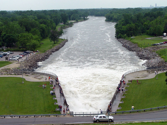 Saylorville Spillway, with Des Moines in the upper right corner