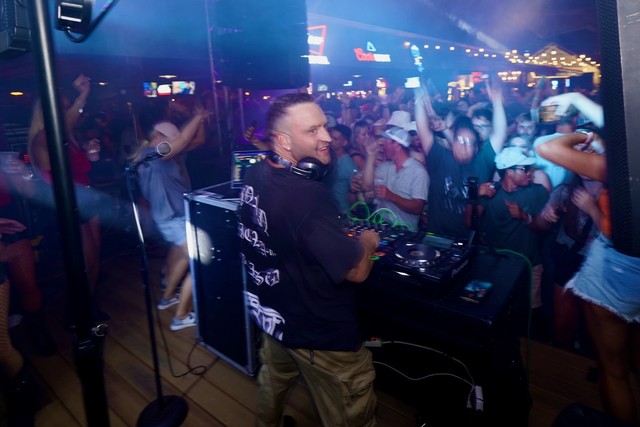 Havin a great time at the Bud Tent