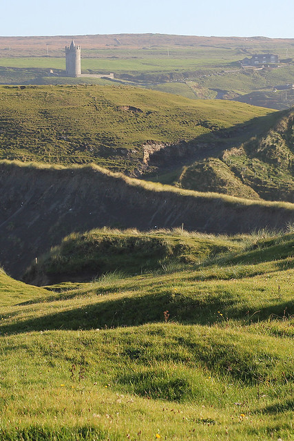 Doolin countryside and the Doonagore Castle