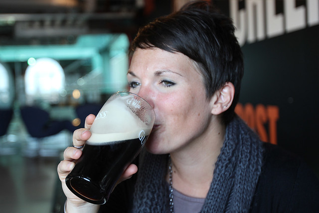 Kari enjoying her pint of Guinness