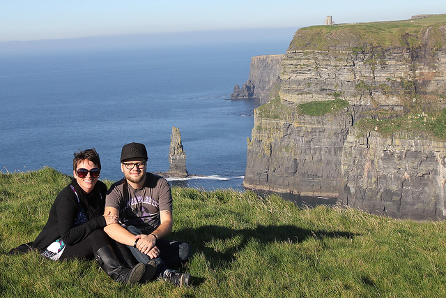 Another shot of us at the Cliffs of Moher, but this time, we're sitting in the irish grass!