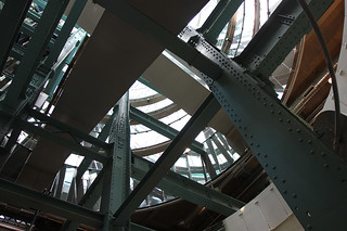 Looking up the giant pint glass in the Guinness storehouse