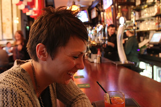 Taking a quick break from shopping to visit a pub