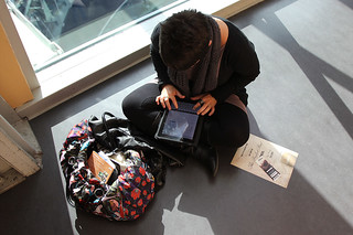 Kari, taking a break to check in on her birthday messages.