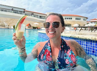 Some fancy drink with watermelon that got handed to us