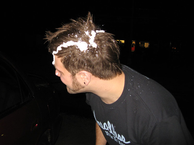 Nathan called shotgun.  I choked him with a dog chain.  The only thing he could reach was tanning lotion.  I lost.