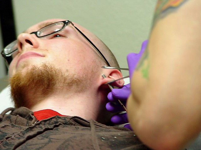 Pierced with a 4 gauge hollow needle