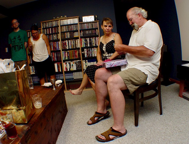 Opening a couple gifts