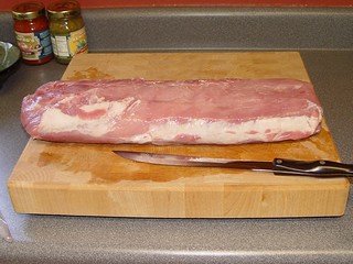 Cooking - My giant pork loin, about to be trimmed