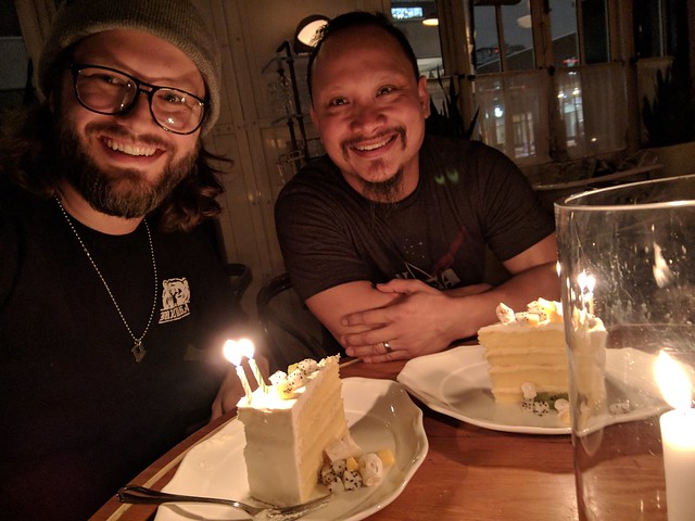 Havin birthday cake and a selfie to celebrate Harper's birthday