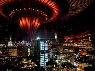 Skyline - The reflection of the giant chandelier in the space looked like a UFO