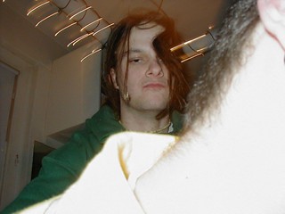 chewed up popcorn stuck in his hair, haha