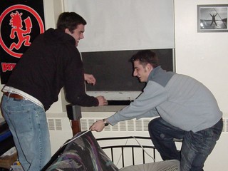 Putting Kevi's lamp out the window