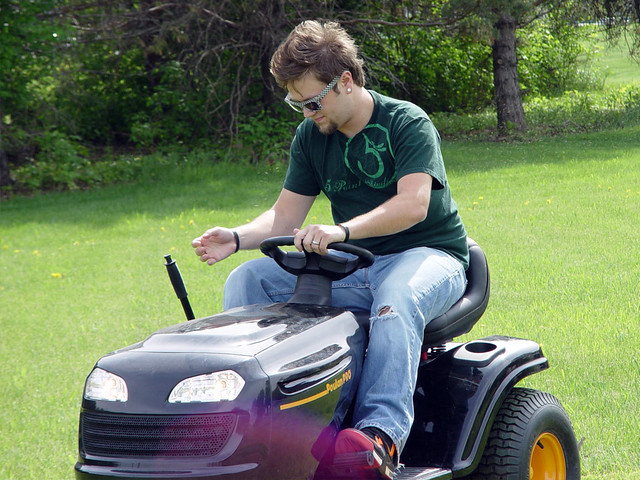 Mowing the bocce ball fairways