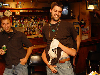 Our bus driver on the left.  And a secure grip on Josh's package on the right.