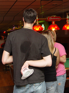 Josh hiding another urinal cake behind his back.