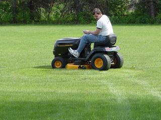 Chuck McGrane - Chuck mowing Bocce Ball greens