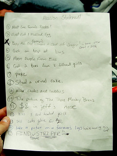 The list we made at the first bar - Front Street, Morgan, MN
