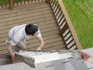 Josh coming home from work to see what we'd done to his lawn.