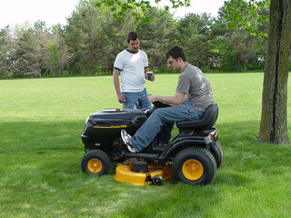 Chuck McGrane - Jeff mowing his first (and last) green.