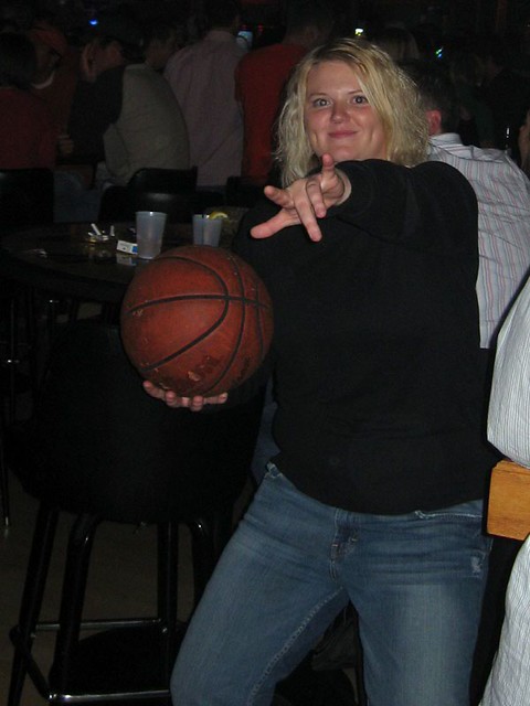 Some chick playing with us