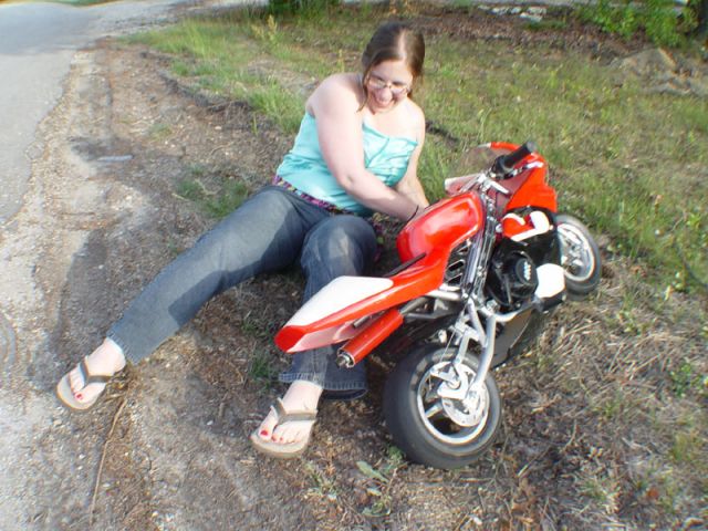 Elizabeth: The only person to crash the pocket bike so far