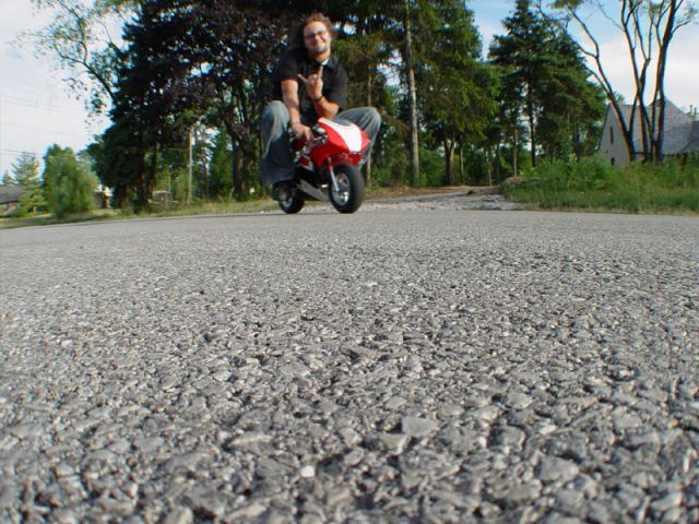 Riding around Steph's street