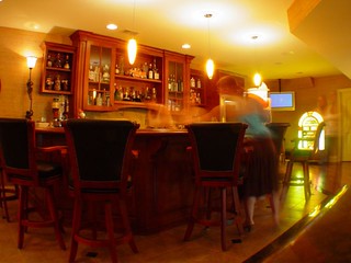 Hanging out at the basement bar