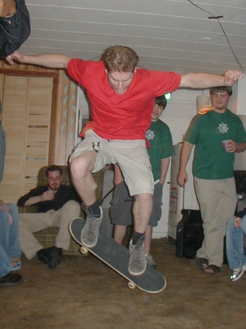Damon skating at the Delt House