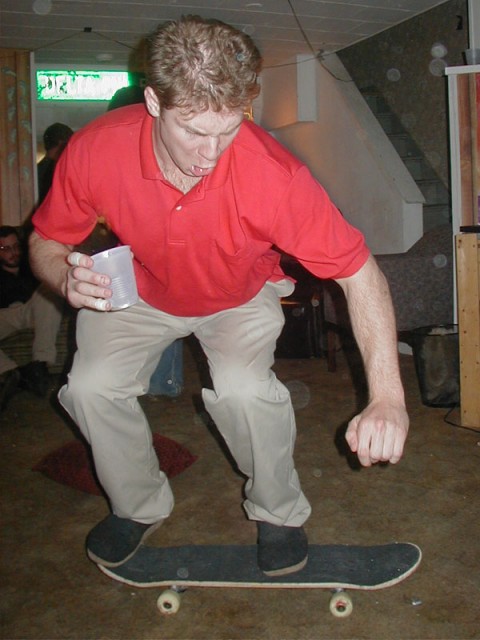 Damon skating at the Delt House