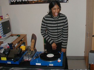 Kinnera playing with my records