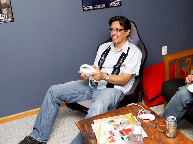 Playing mario Kart Wii