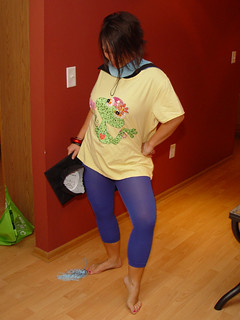 I don't know why... but this was Kari's attire by the end of the night.