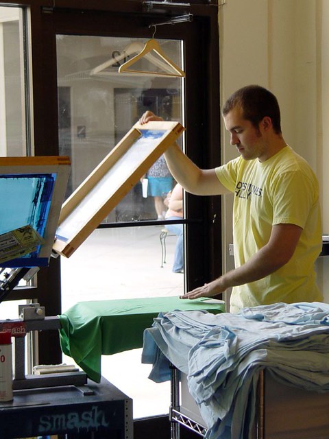 Getting Kari's shirt made at Smash