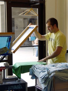 Getting Kari's shirt made at Smash