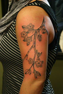 Tattoo - Kari's finished apple tree branch tattoo