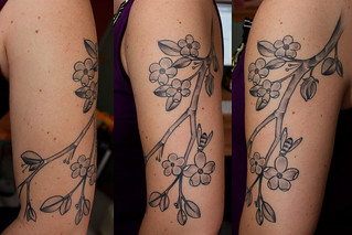 Tattoo - Kari's healed apple branch/blossom tattoo