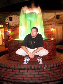 Kevi and a water/fire fountain